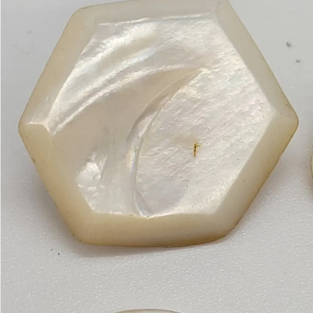 Vintage Mother Of Pearl Hexagon Brooch Shell Button Craft Lot Coastal Jewelry